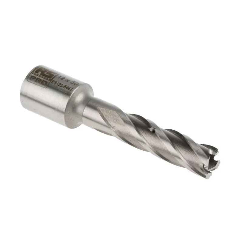 RS PRO High Speed Steel Magnetic Drill Bit Cutter Diameter 12 mm Cutting Depth 50 mm Straight Flute Bright Finish 123-8493