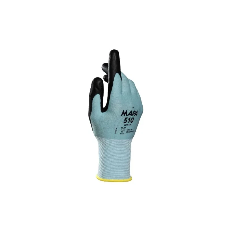 Mapa ULTRANE 510 Green Polymer Work Gloves Size 8 Aqua Polymer Foam Coating 510