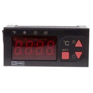 RS PRO Panel Mount On-Off Temperature Controller 1 Input, 2 Output Relay 24V AC/DC 124-1048