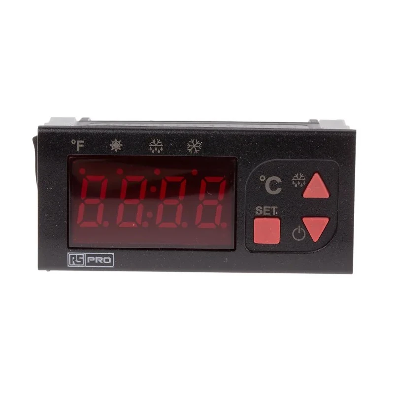 RS PRO Panel Mount On-Off Temperature Controller 1 Input, 2 Output Relay 24V AC/DC 124-1048