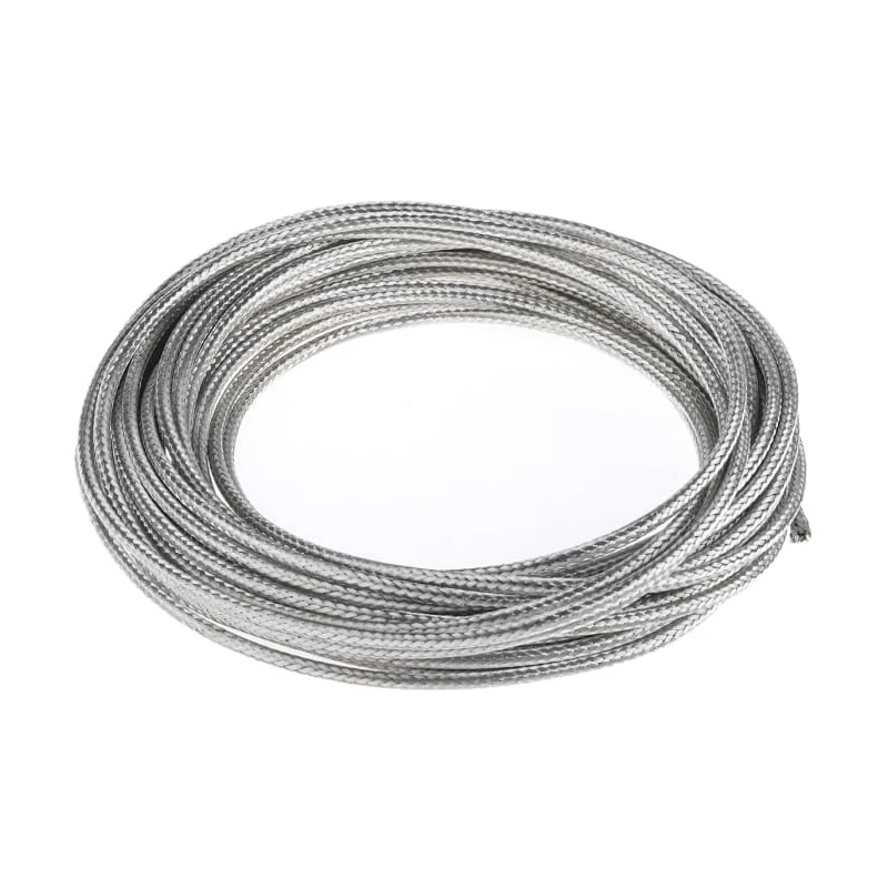 TE Connectivity Expandable Braided Tin Plated Copper Silver Cable Sleeve 10m Length 5 mm Diameter RAY-101-3.0(10)CK0610
