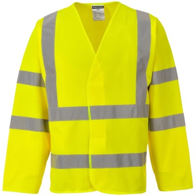 Portwest Yellow Unisex Hi Vis Long Sleeved Jacket Polyester Vest-Port Series EN20471 Class 3 124-8198