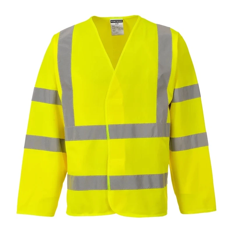 Portwest Yellow Unisex Hi Vis Long Sleeved Jacket Polyester Vest-Port Series EN20471 Class 3 124-8198