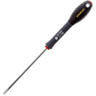 Stanley Standard Slotted Screwdriver with 100 mm Steel Blade, Soft Grip Handle 0-65-008