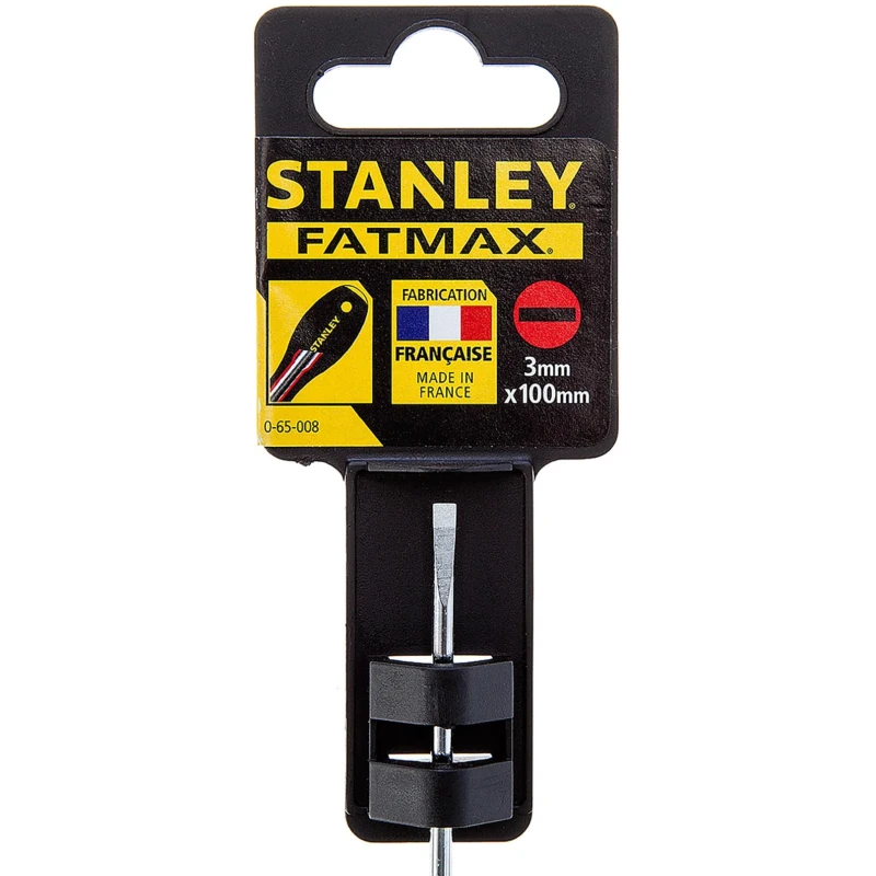 Stanley Standard Slotted Screwdriver with 100 mm Steel Blade, Soft Grip Handle 0-65-008