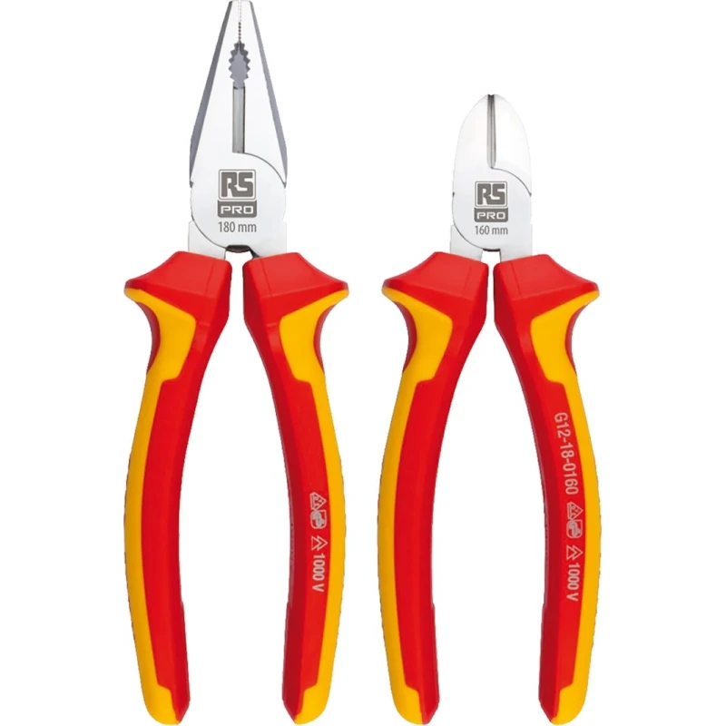 RS PRO 2-Piece Long Nose Plier Plier Set Insulated VDE Approved Combination Pliers, Cutters Turkey 125-3094