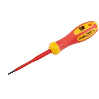 RS PRO Insulated Slotted Screwdriver 75 mm Blade VDE/1000V Approved Plastic Handle Molybdenum Chrome Vanadium Steel 125-3078