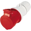 Scame Industrial Power Connector 63A, 415V, IP44 Rated, Red Thermoplastic Cable Mount Socket, 3P+N+PE Optima IP44
