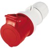 Scame Industrial Power Connector 63A, 415V, IP44 Rated, Red Thermoplastic Cable Mount Socket, 3P+N+PE Optima IP44