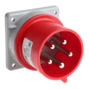 Scame Optima IP44 Red Panel Mount 3P+N+PE Straight Industrial Power Connector 32A 415V IP44 