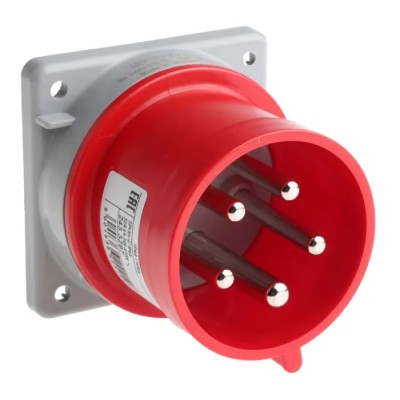 Scame Optima IP44 Red Panel Mount 3P+N+PE Straight Industrial Power Connector 32A 415V IP44 