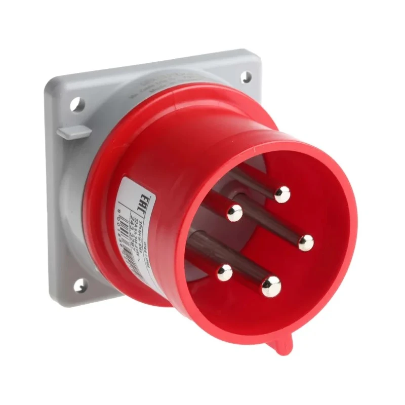 Scame Optima IP44 Red Panel Mount 3P+N+PE Straight Industrial Power Connector 32A 415V IP44 