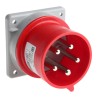 Scame Optima IP44 Red Panel Mount 3P+N+PE Straight Industrial Power Connector 32A 415V IP44