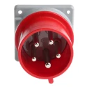 Scame Optima IP44 Red Panel Mount 3P+N+PE Straight Industrial Power Connector 32A 415V IP44 