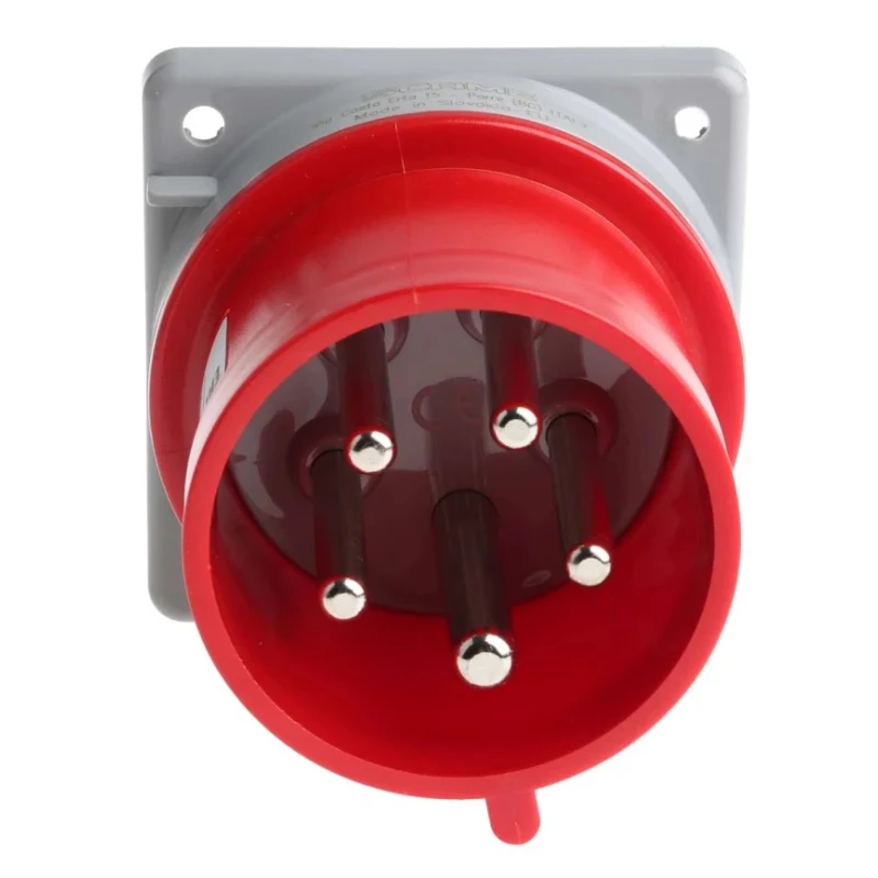 Scame Optima IP44 Red Panel Mount 3P+N+PE Straight Industrial Power Connector 32A 415V IP44 