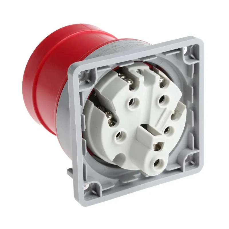 Scame Optima IP44 Red Panel Mount 3P+N+PE Straight Industrial Power Connector 32A 415V IP44 