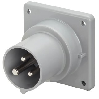 Scame Optima IP44 Yellow Panel Mount 2P+PE Straight Industrial Power Connector 16A 110V IP44