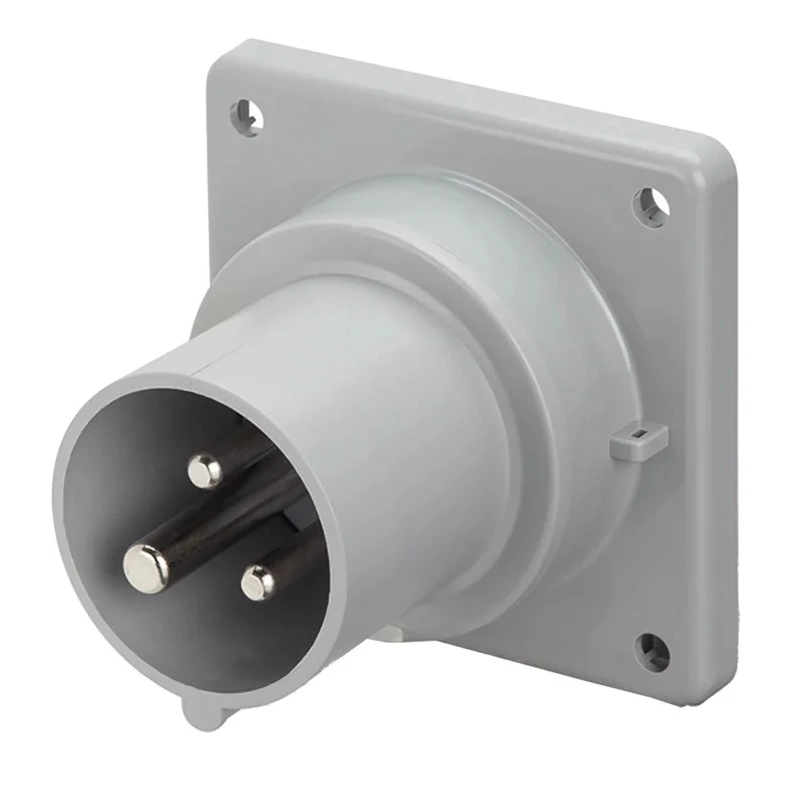 Scame Optima IP44 Yellow Panel Mount 2P+PE Straight Industrial Power Connector 16A 110V IP44