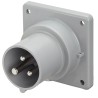 Scame Optima IP44 Yellow Panel Mount 2P+PE Straight Industrial Power Connector 16A 110V IP44