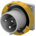 Scame Optima IP67 Yellow Panel Mount 2P+PE Straight Industrial Power Connector 32A, 110V IP67