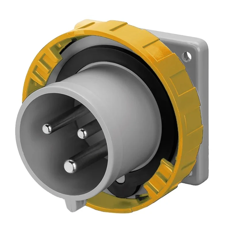 Scame Optima IP67 Yellow Panel Mount 2P+PE Straight Industrial Power Connector 32A, 110V IP67