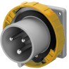 Scame Optima IP67 Yellow Panel Mount 2P+PE Straight Industrial Power Connector 32A, 110V IP67