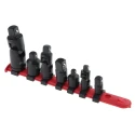 RS PRO 7-Piece 1/4 Inch Square Drive Impact Tool Adapter Set Chrome Vanadium Steel Blackened Finish 125-0933