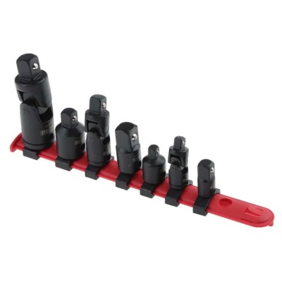 RS PRO 7-Piece 1/4 Inch Square Drive Impact Tool Adapter Set Chrome Vanadium Steel Blackened Finish 125-0933