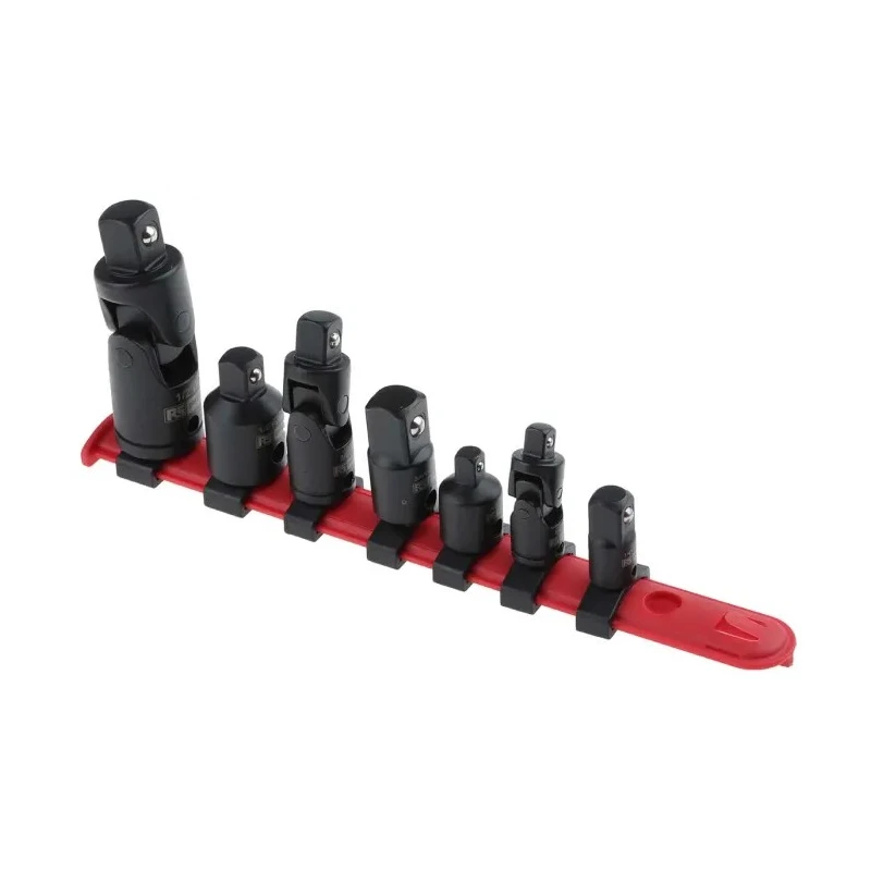 RS PRO 7-Piece 1/4 Inch Square Drive Impact Tool Adapter Set Chrome Vanadium Steel Blackened Finish 125-0933