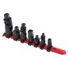 RS PRO 7-Piece 1/4 Inch Square Drive Impact Tool Adapter Set Chrome Vanadium Steel Blackened Finish 125-0933