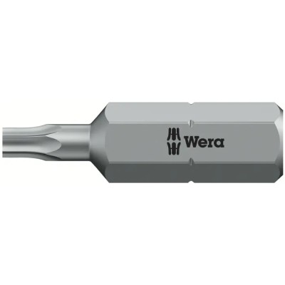 Wera Screwdriver Bit Hex Drive, 6.35 mm Tip, T8 Size, 25 mm Overall Length 05066498001
