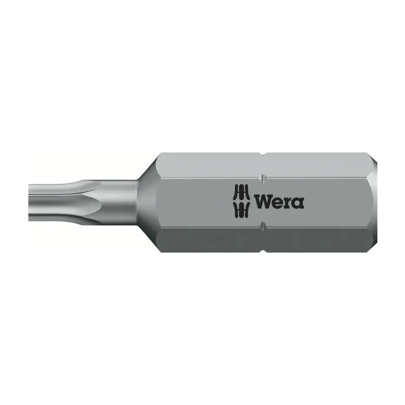 Wera Screwdriver Bit Hex Drive, 6.35 mm Tip, T8 Size, 25 mm Overall Length 05066498001