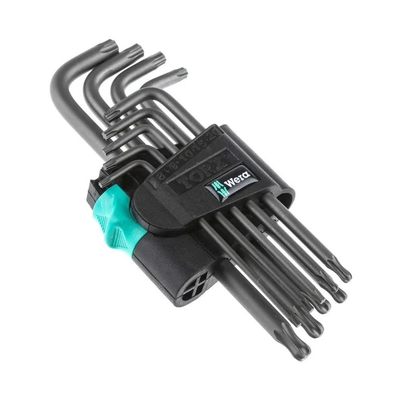 Wera 9-Piece Torx Key Set L Shape Long Arm Black Laser Finish 05073598001