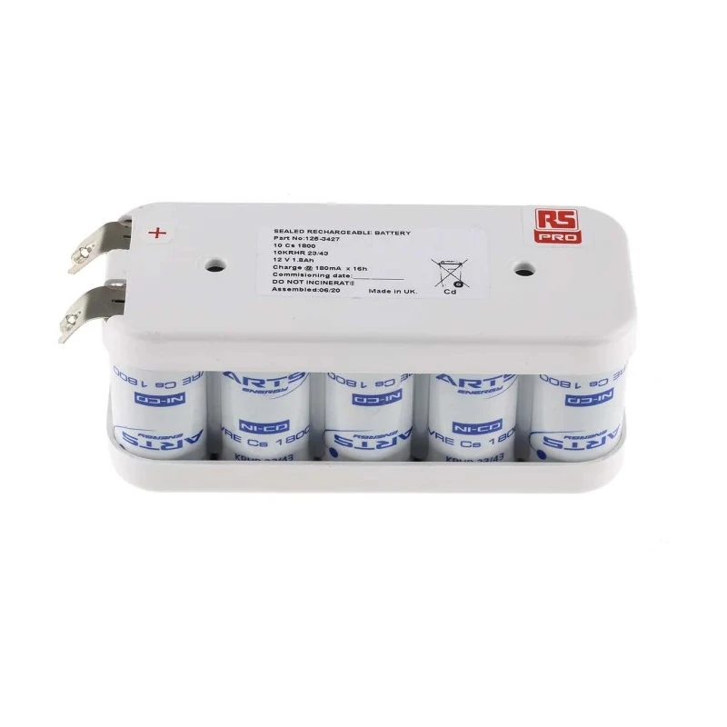 RS PRO 12 V NiCd Rechargeable Battery Pack 10 Cells 1.8 Ah 125-3427