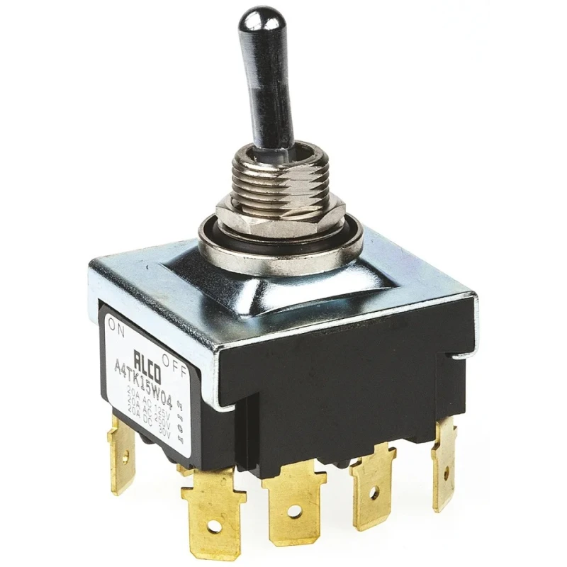 TE Connectivity Panel Mount Toggle Switch On-Off 4PST Tab Terminal 30 V dc 250 V ac A4TK15W04