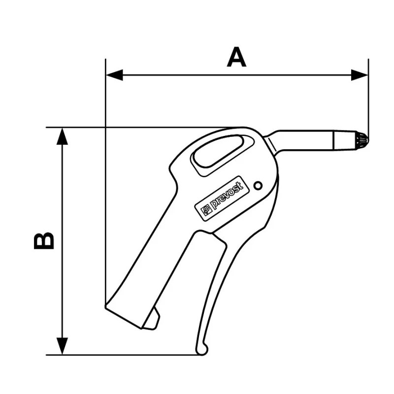 PREVOST 6 bar Blow Gun with 1/4 in G Air Inlet BSP, Polyamide Nozzle, Composite Short Lever Trigger 27102 SILP