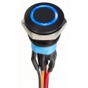 Apem AV Series Illuminated Push Button Switch Momentary Panel 19.2 mm Cutout DPDT Blue LED IP67 30 V dc AV9122F1020870K