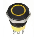 Apem AV Series Illuminated Momentary Push Button Switch, Panel Mount, 19.2 mm Cutout, DPST, Yellow LED AV950220000870K