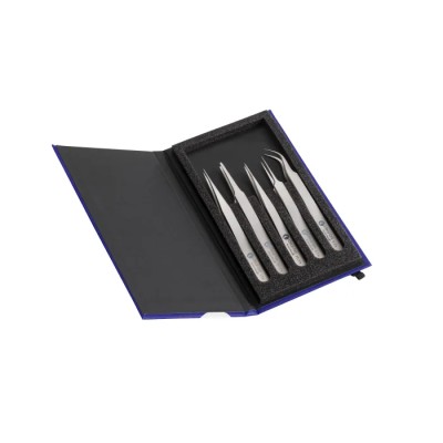 ideal-tek Titanium 5 Piece High Precision Tweezer Set 180mm Corrosion Resistant Non-Magnetic K5HP.TA