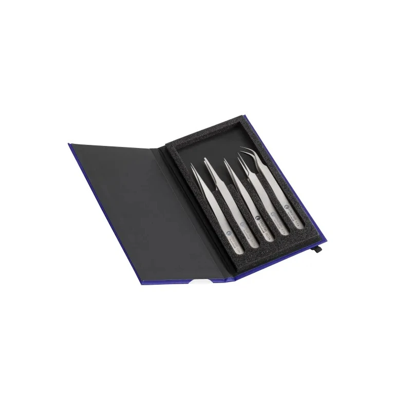ideal-tek Titanium 5 Piece High Precision Tweezer Set 180mm Corrosion Resistant Non-Magnetic K5HP.TA