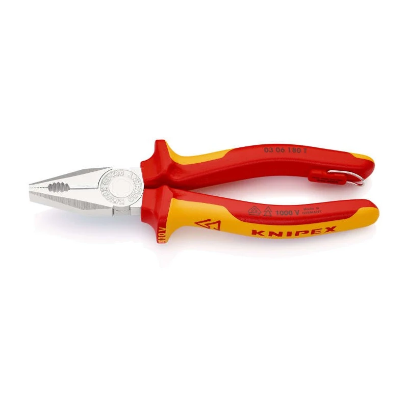 Knipex 1-Piece Combination Plier 180mm Overall Length VDE 1000V Approved 03 06 180 T