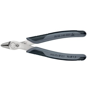 Knipex Super Knips® Without Bevel ESD Safe Side Cutter 140mm Stainless Steel Handles 78 03 140 ESD