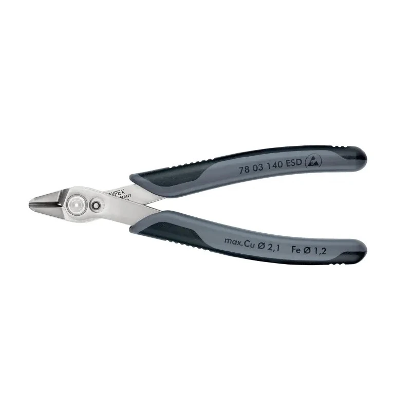 Knipex Super Knips® Without Bevel ESD Safe Side Cutter 140mm Stainless Steel Handles 78 03 140 ESD