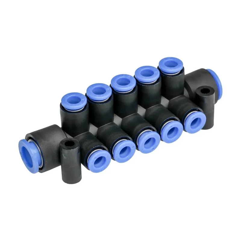 SMC 10 Outlet Pneumatic Manifold Fitting Polybutylene Terephthalate 1 MPa Operating Pressure KM11-06-10-10