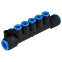 SMC 10 Outlet Pneumatic Manifold Fitting Polybutylene Terephthalate 1 MPa Operating Pressure KM11-06-10-10
