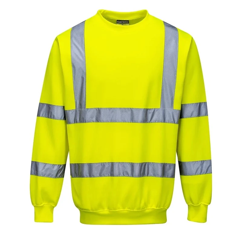 Portwest Yellow Men's Hi Vis Sweatshirt Size S, Polyester/Cotton Blend, Reflective Tape, Model 141-7751