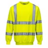 Portwest Yellow Men's Hi Vis Sweatshirt Size S, Polyester/Cotton Blend, Reflective Tape, Model 141-7751