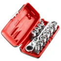Facom 11-Piece 1/4 in Hexagon Socket Set Chrome Vanadium Steel Bright Chrome Finish RXPICOPB