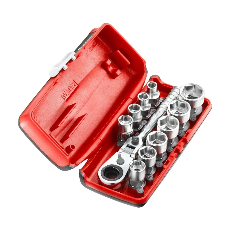 Facom 11-Piece 1/4 in Hexagon Socket Set Chrome Vanadium Steel Bright Chrome Finish RXPICOPB
