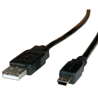 Roline IC Socket USB Cable Male USB Type A to Male USB 2.0 Mini USB Type B Black 3m 11.02.8730-10
